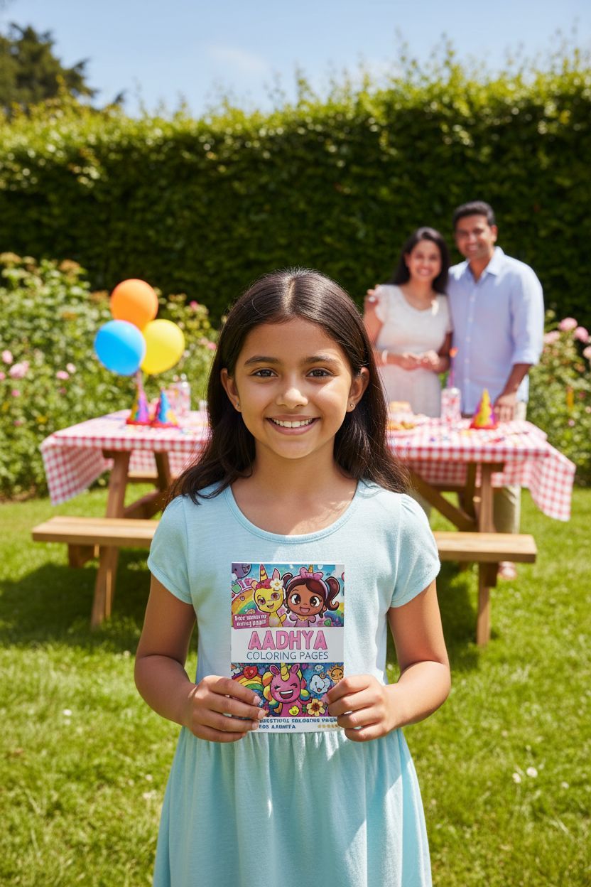 Aadhya coloring book in use