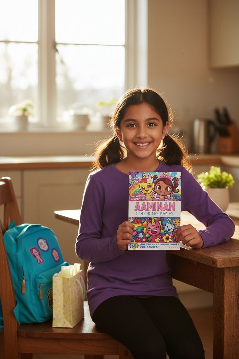 Aaminah coloring book in use