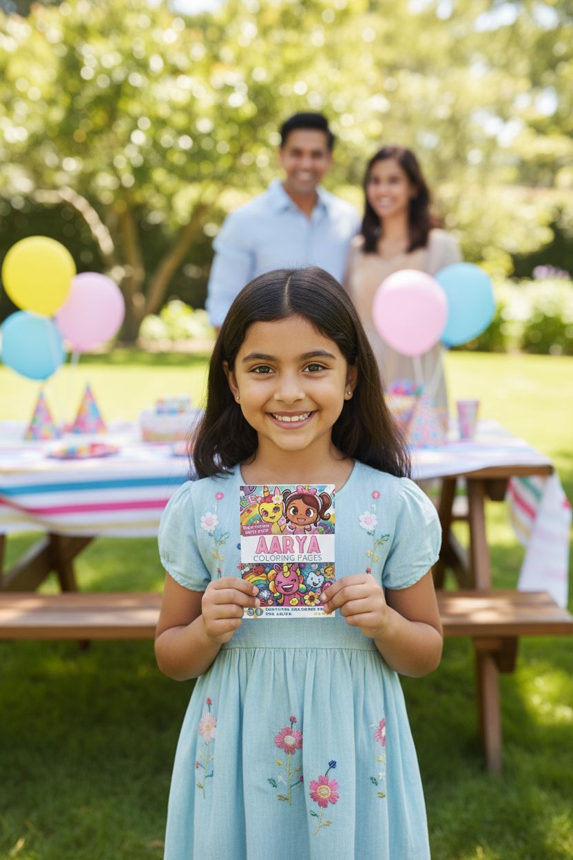 Aarya coloring book in use