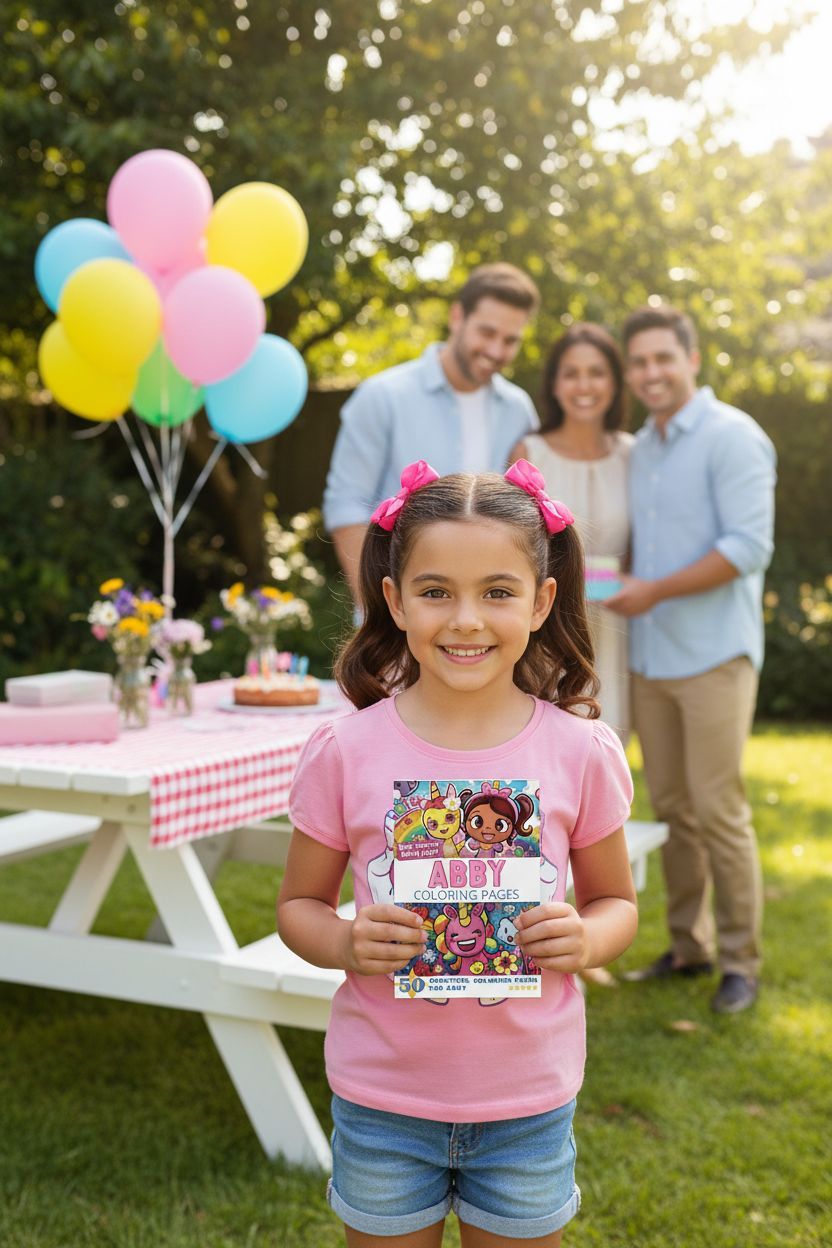Abby coloring book in use