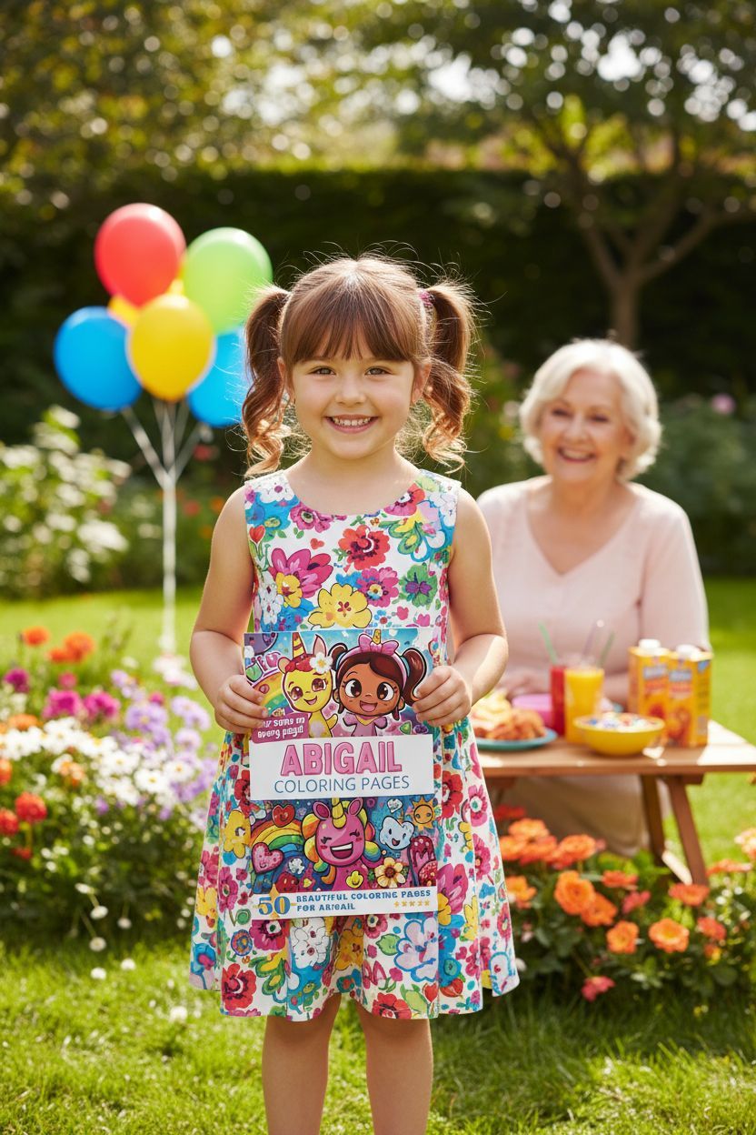 Abigail coloring book in use