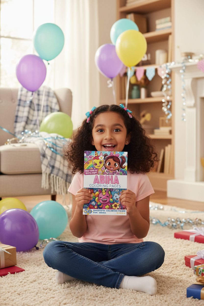 Abiha coloring book in use