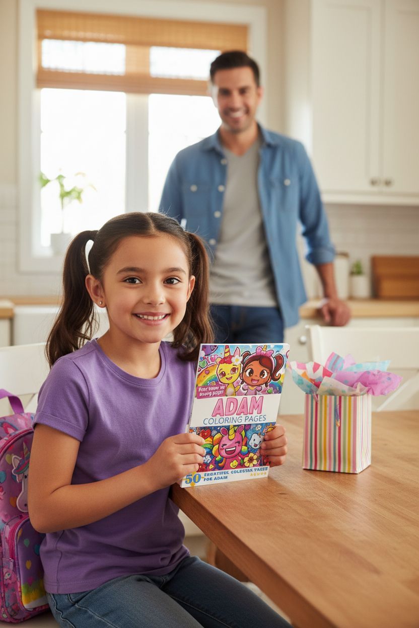 Adam coloring book in use