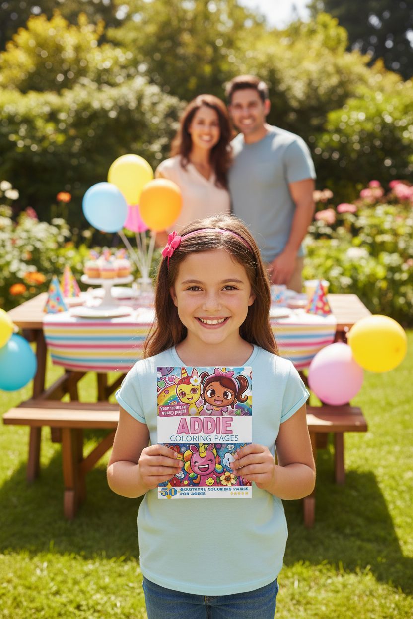 Addie coloring book in use