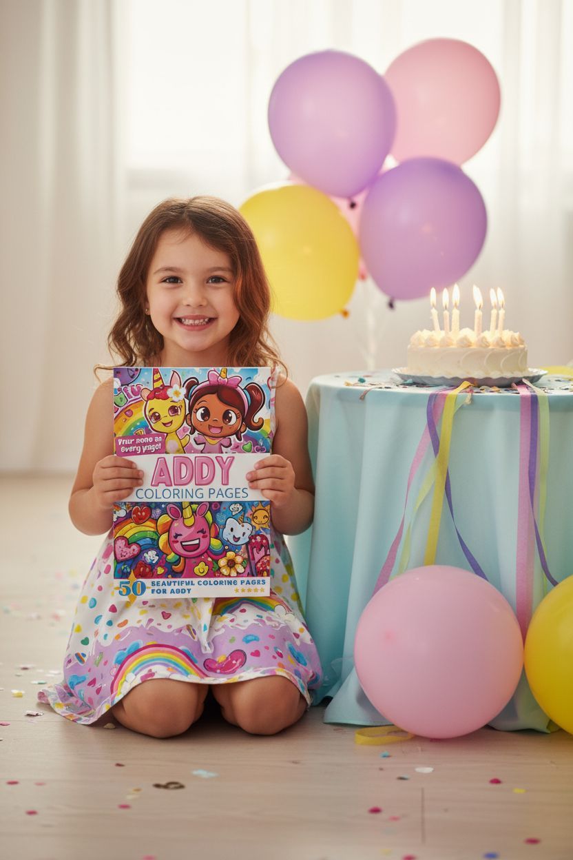 Addy coloring book in use