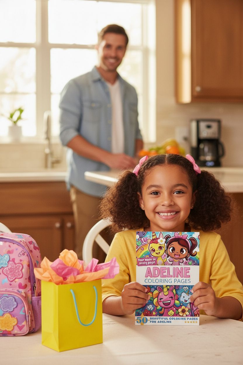 Adeline coloring book in use