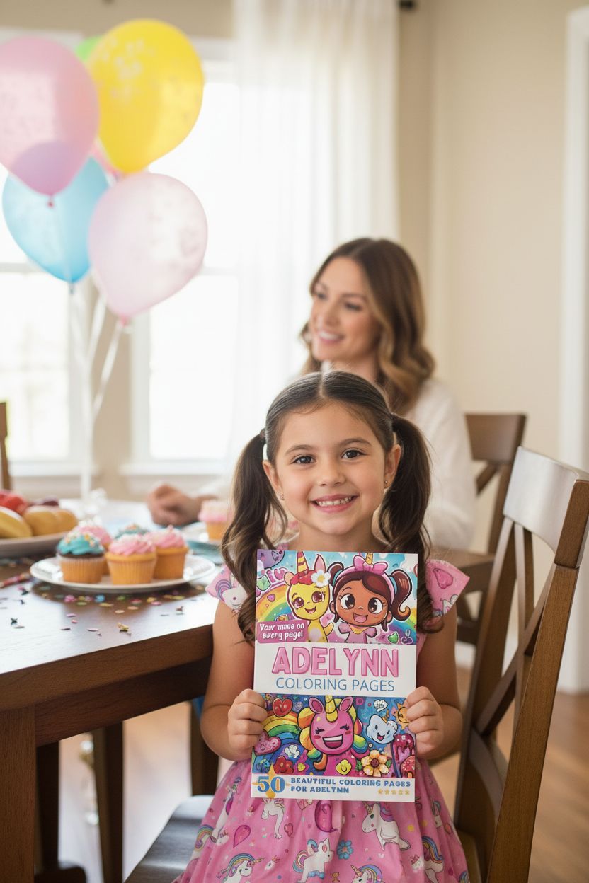 Adelynn coloring book in use