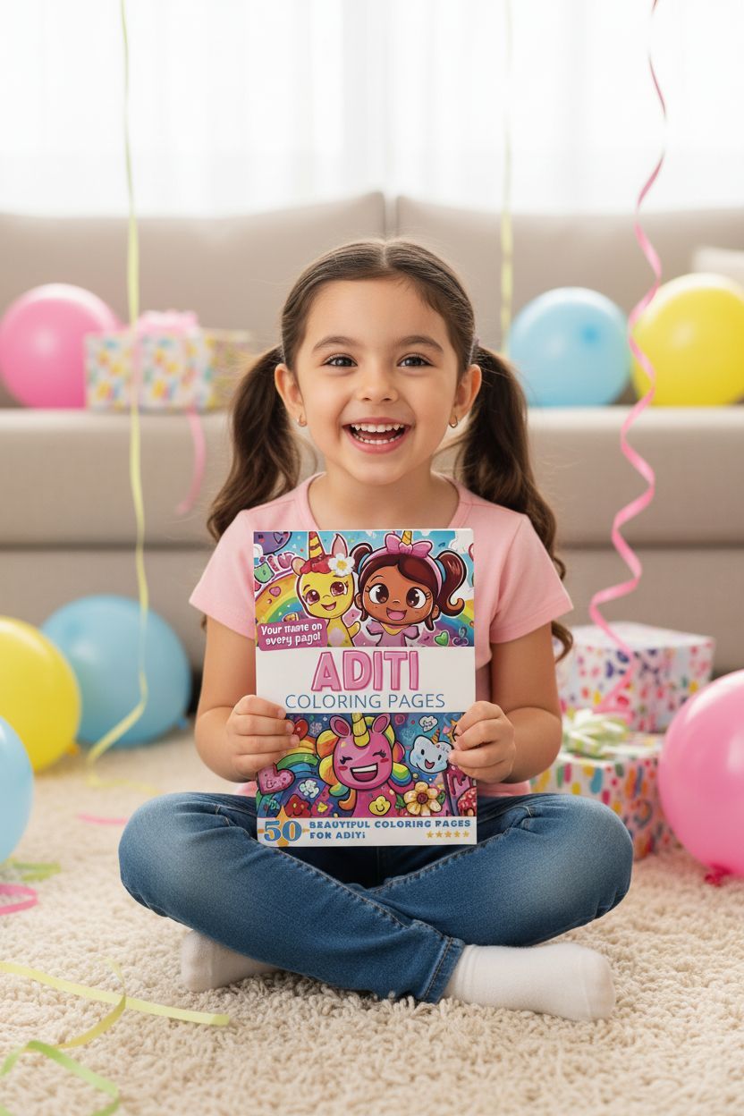 Aditi coloring book in use
