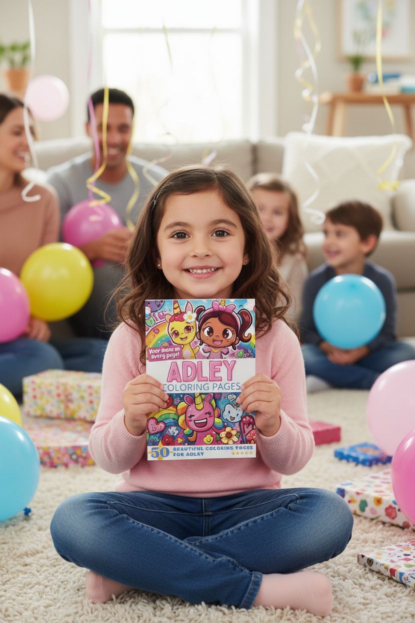 Adley coloring book in use