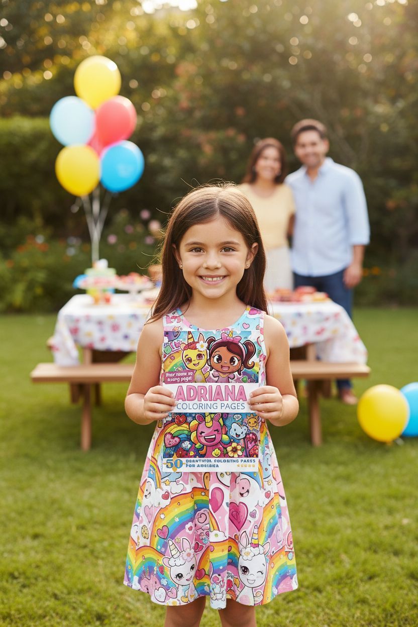 Adriana coloring book in use