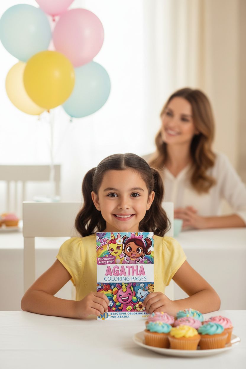 Agatha coloring book in use