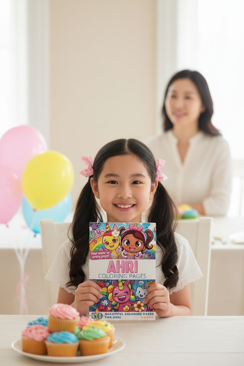 Ahri coloring book in use