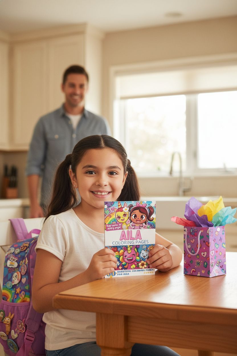 Aila coloring book in use