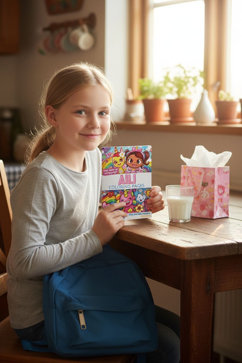Aili coloring book in use