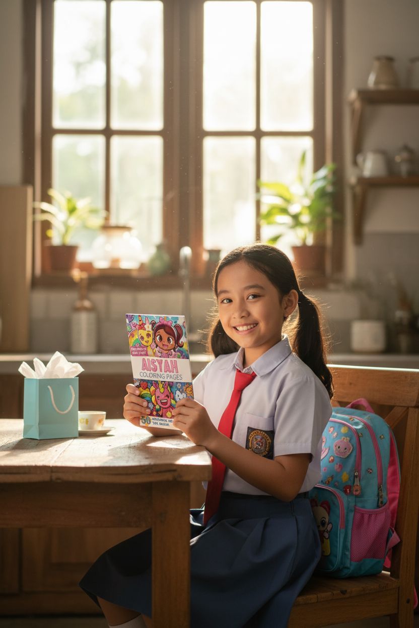 Aisyah coloring book in use