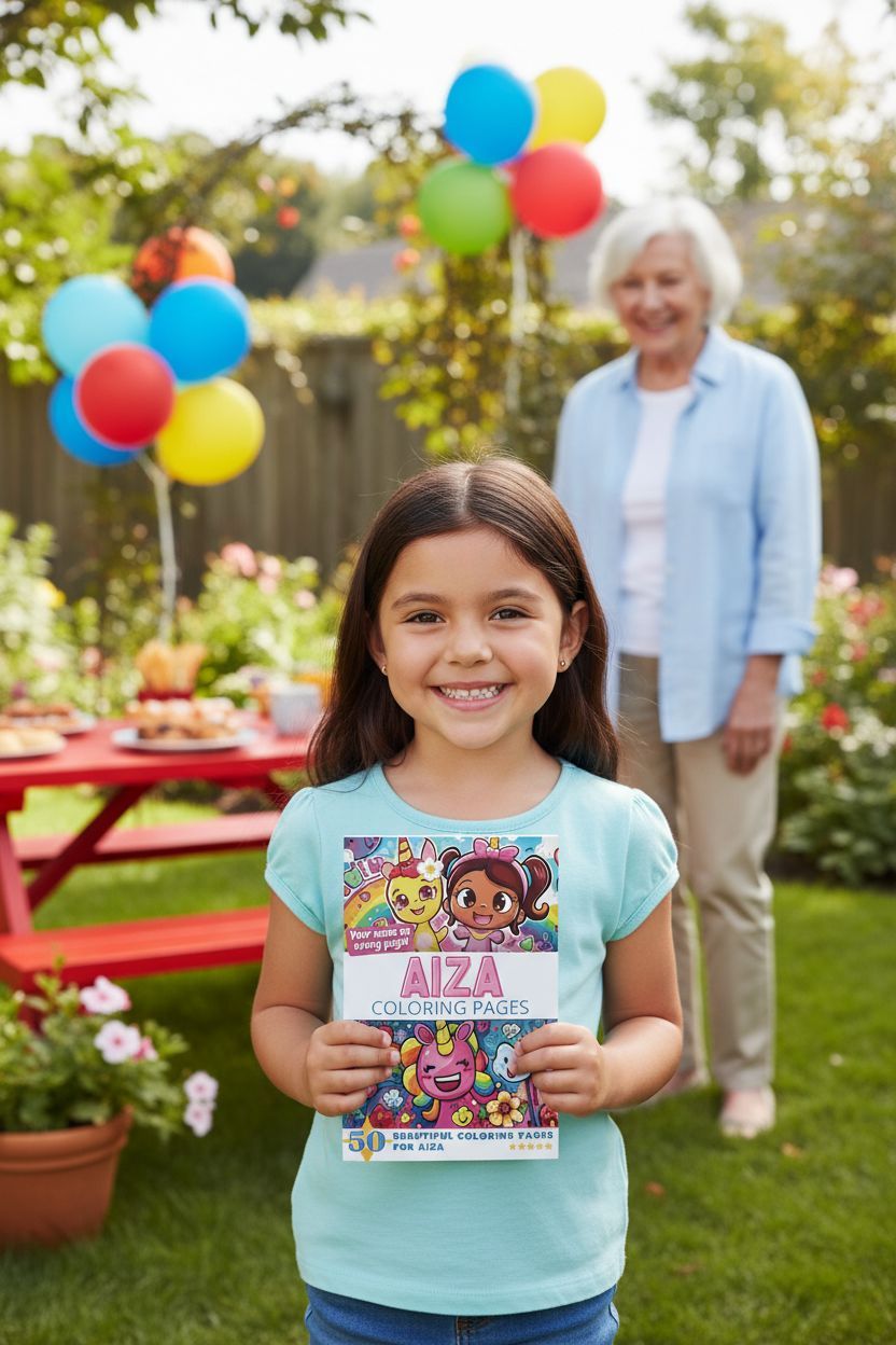 Aiza coloring book in use