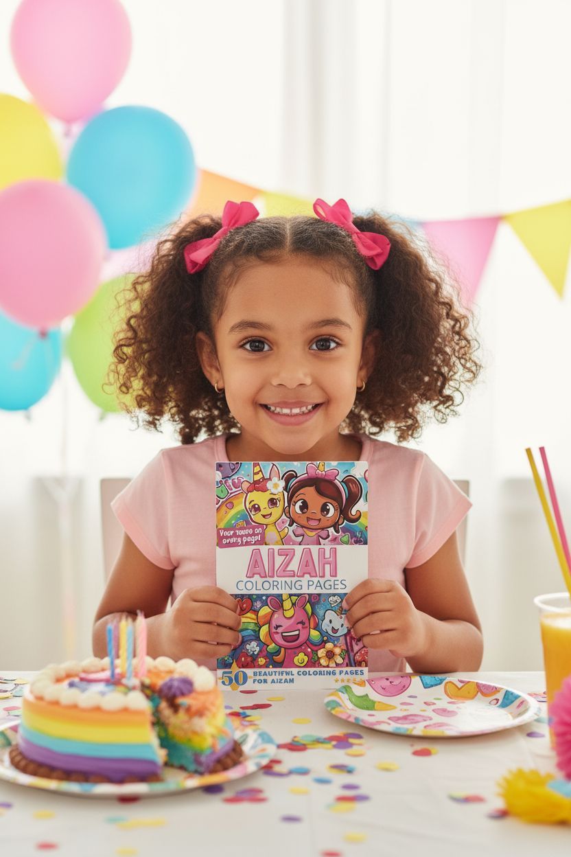 Aizah coloring book in use