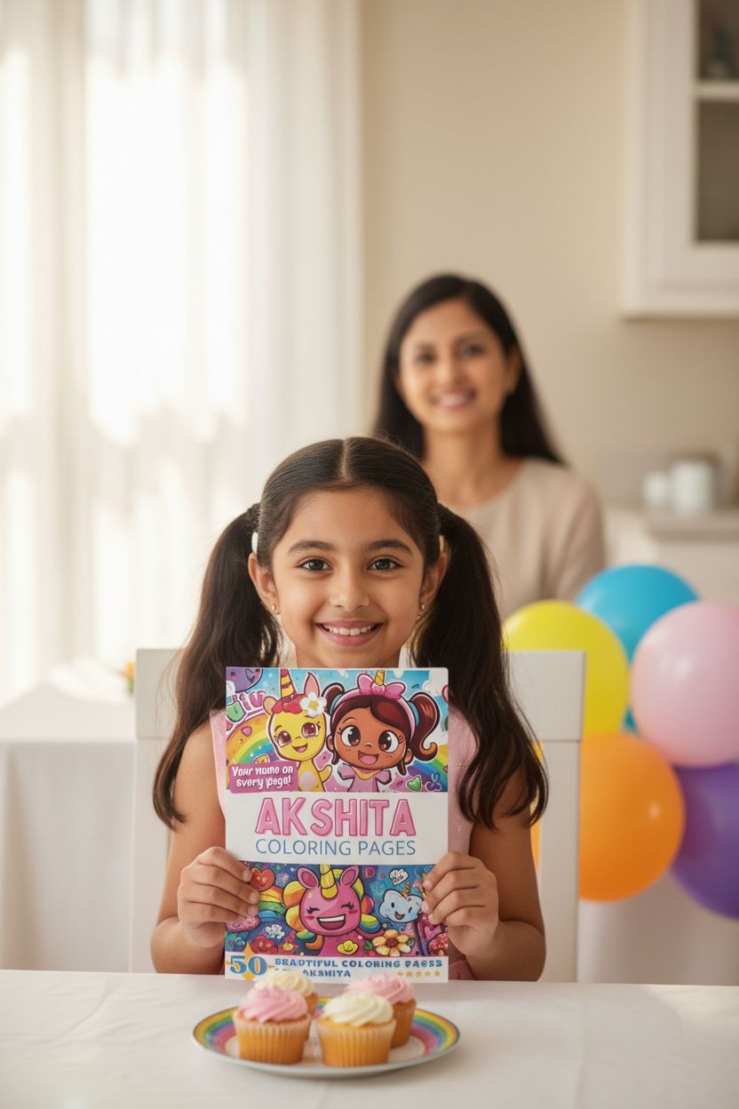 Akshita coloring book in use