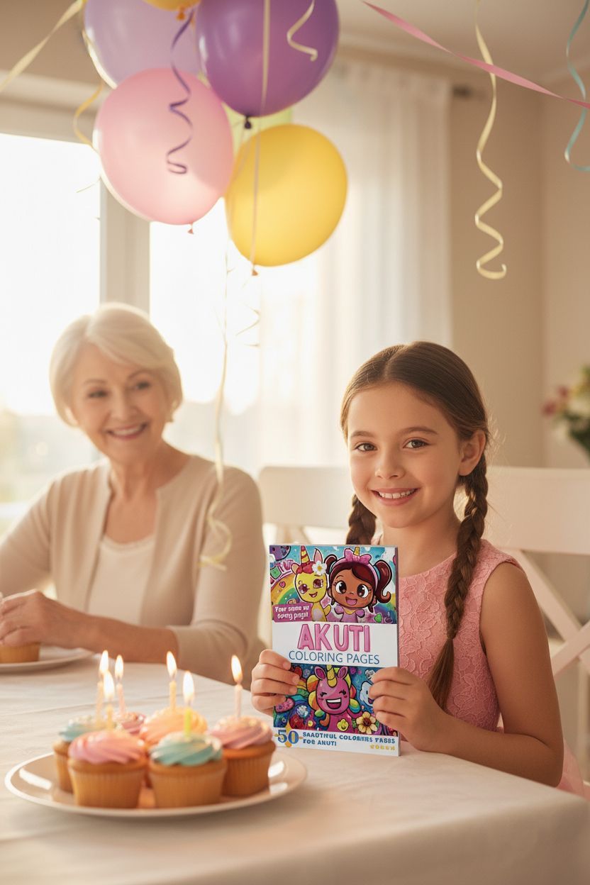 Akuti coloring book in use