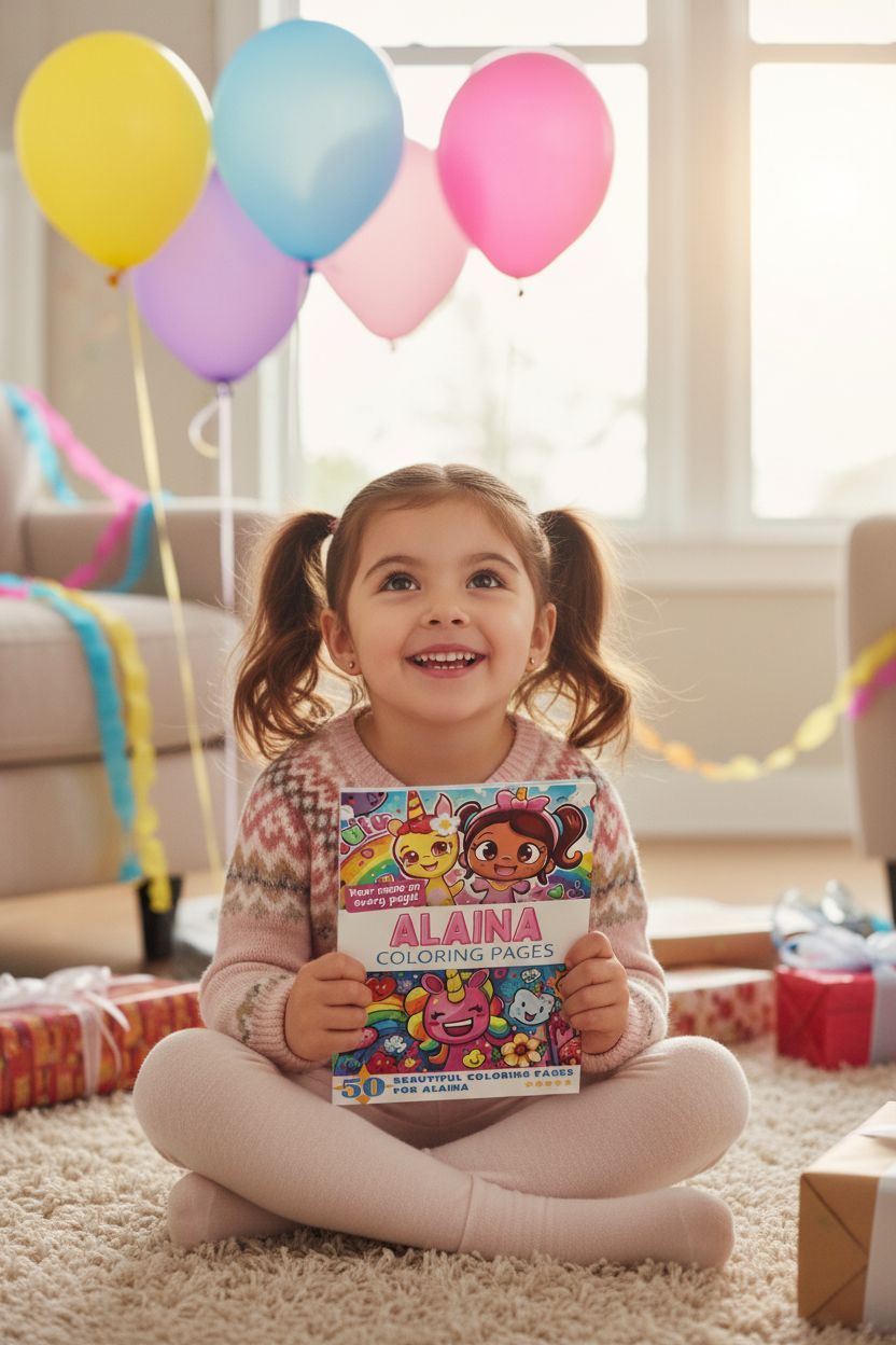 Alaina coloring book in use