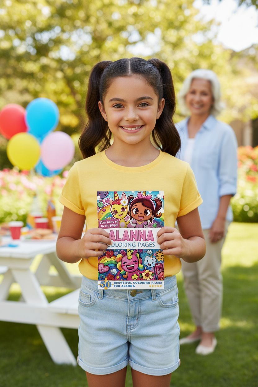 Alanna coloring book in use