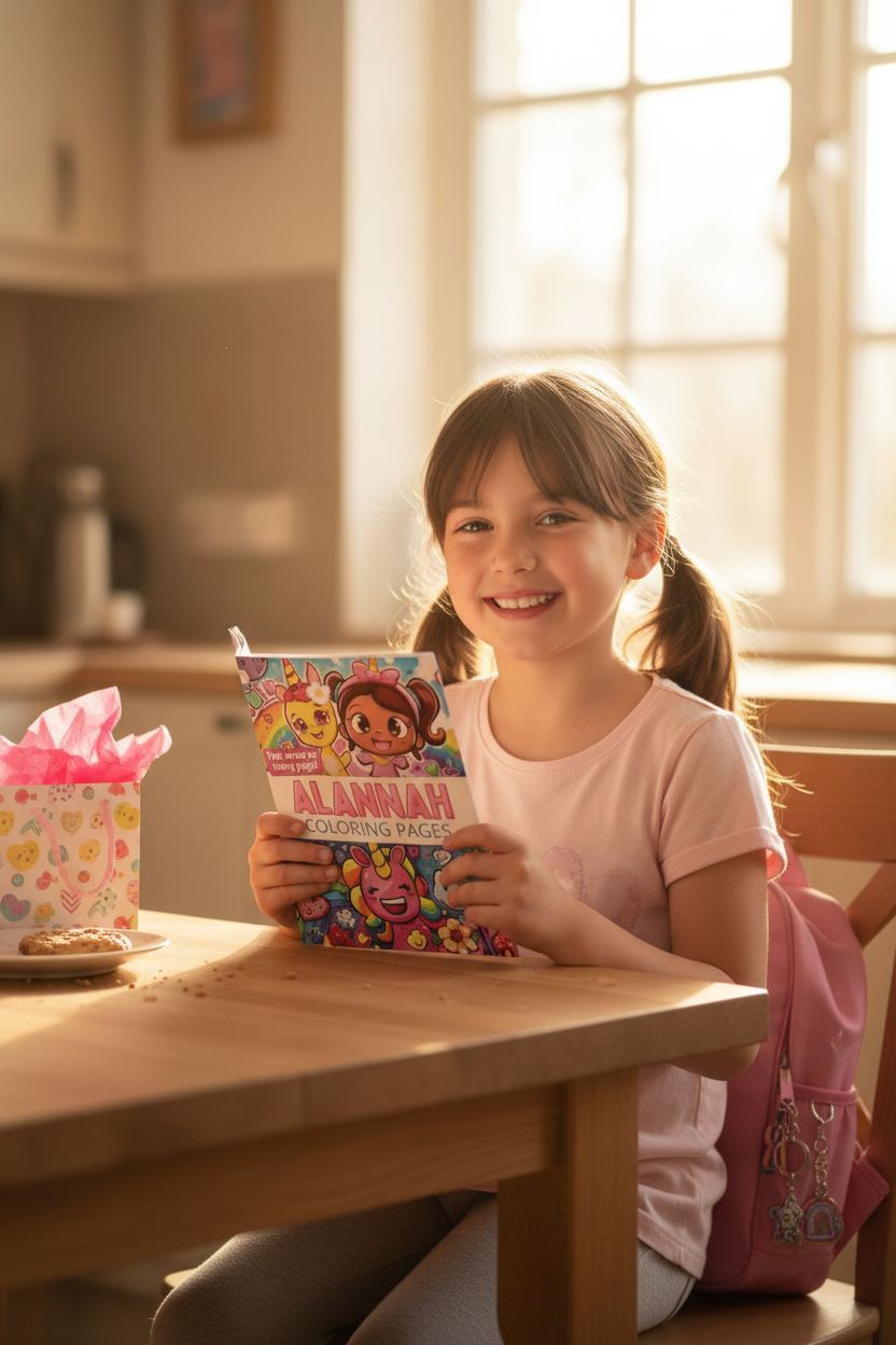 Alannah coloring book in use