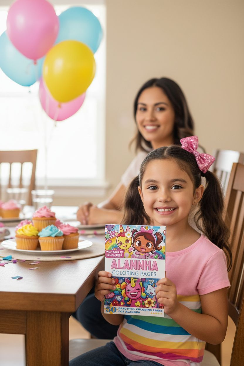 Alannha coloring book in use