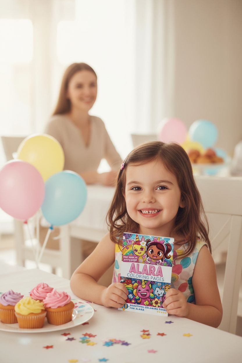 Alara coloring book in use