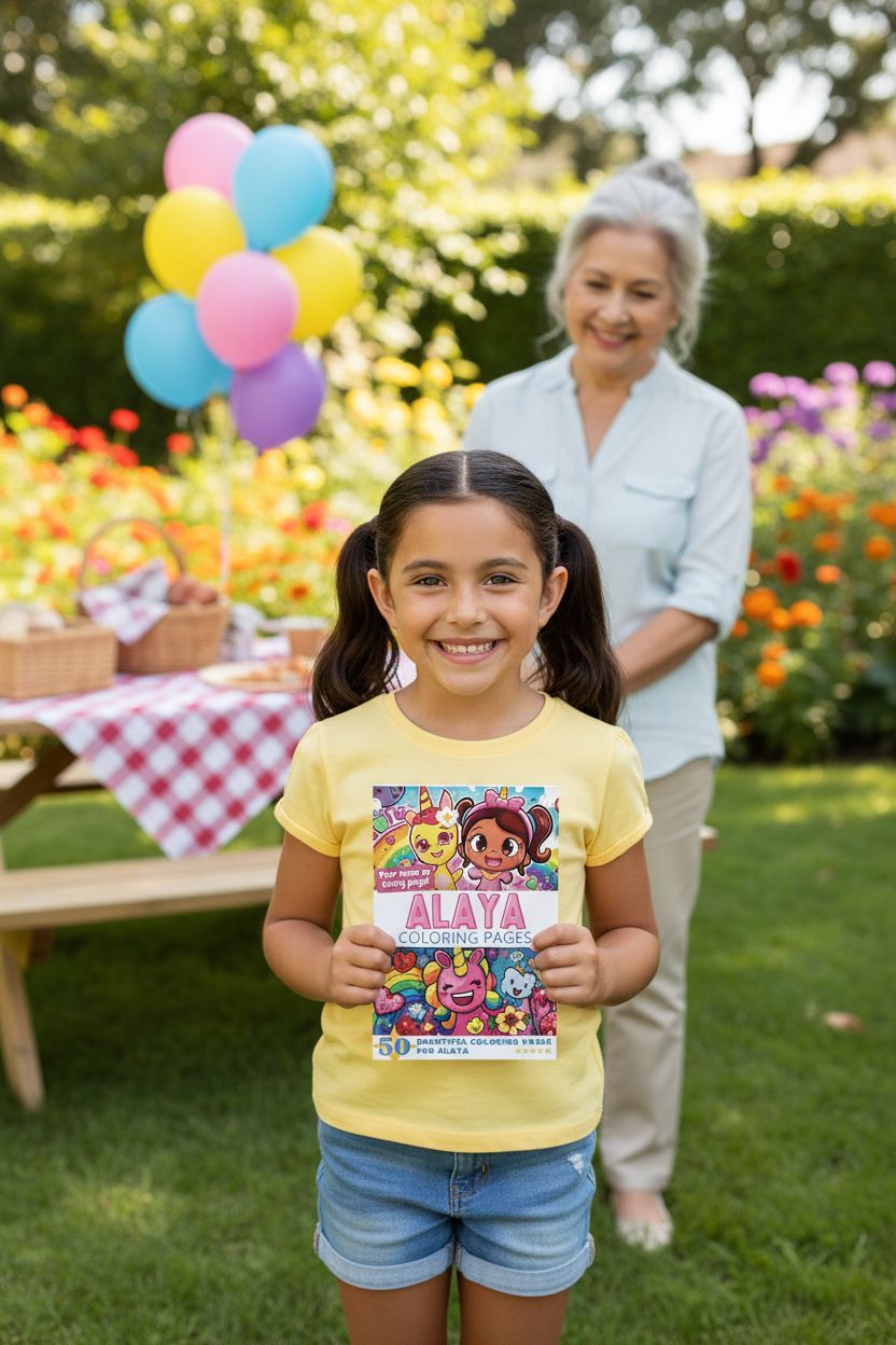 Alaya coloring book in use