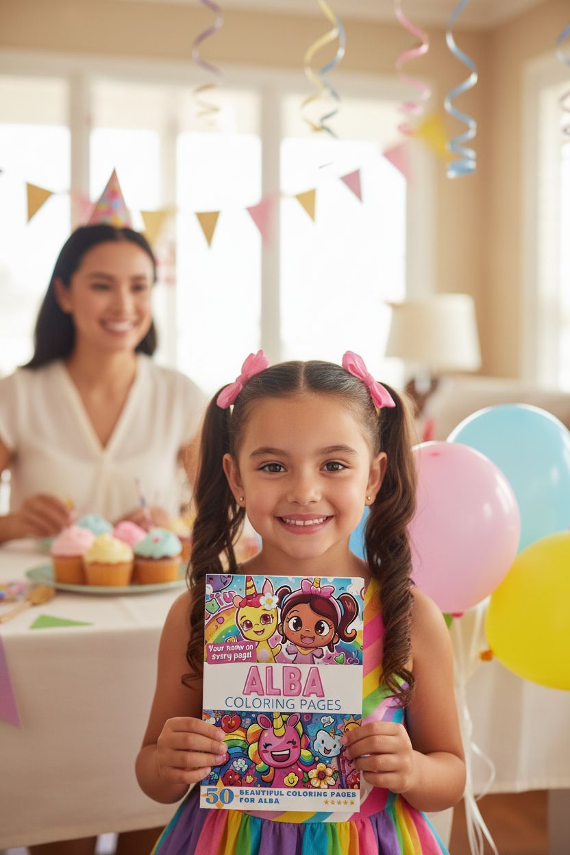 Alba coloring book in use