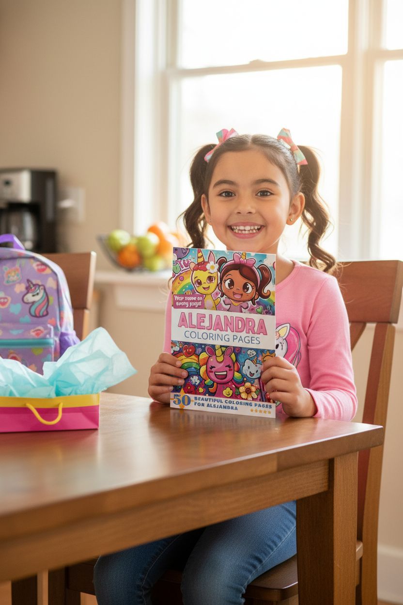 Alejandra coloring book in use