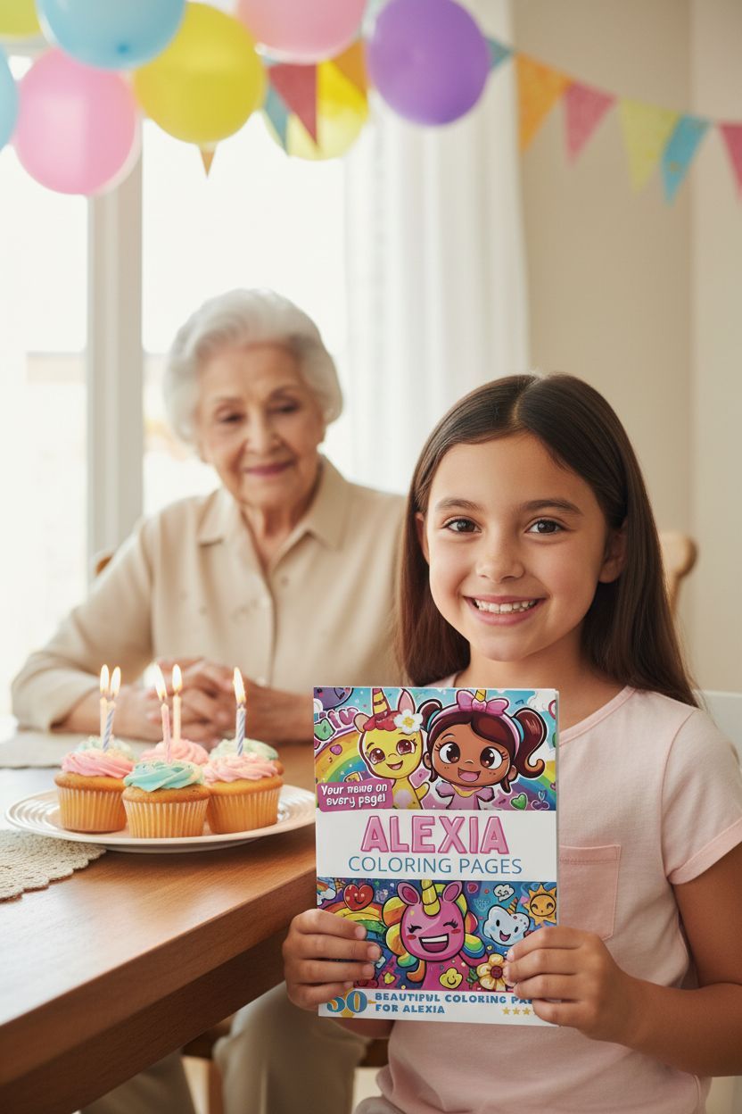 Alexia coloring book in use