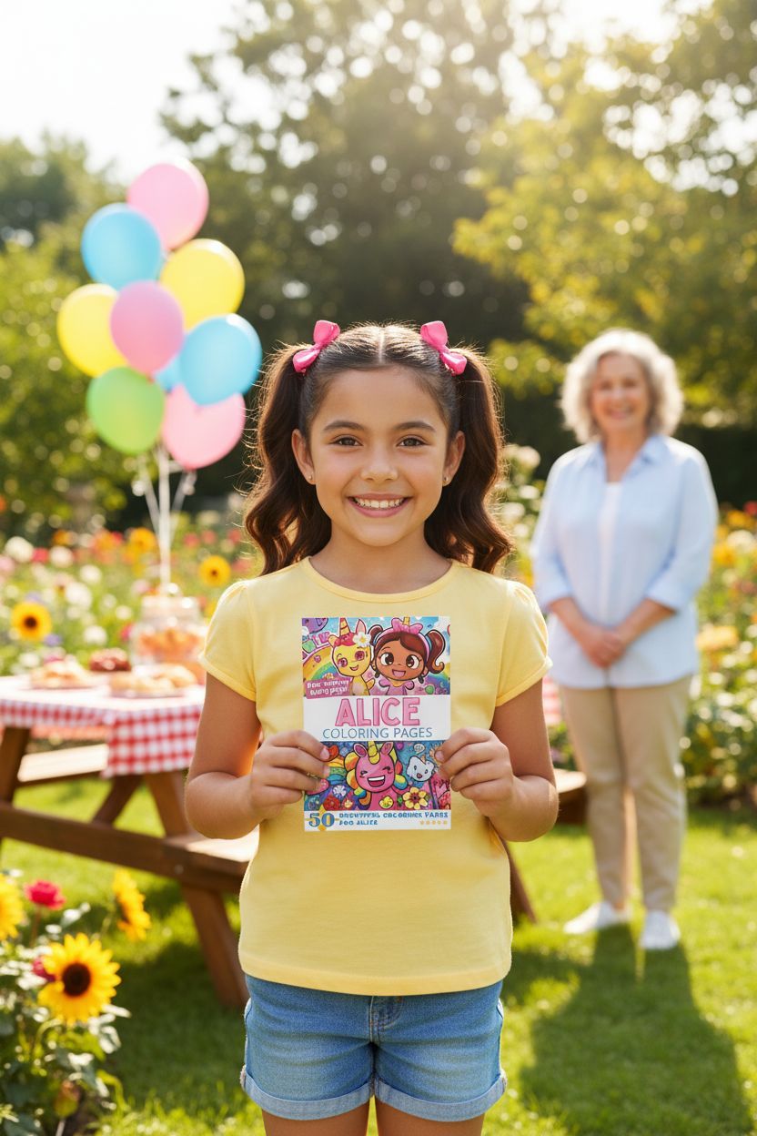 Alice coloring book in use