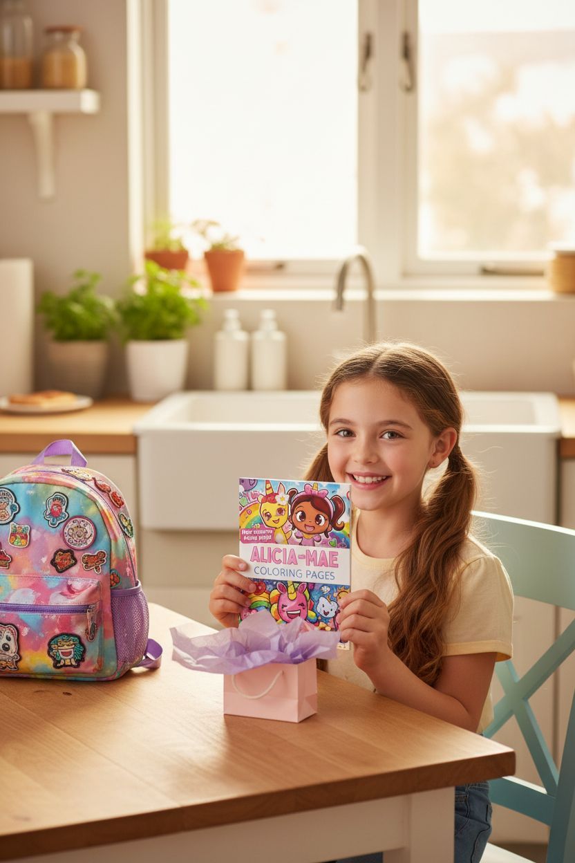 Alicia-Mae coloring book in use