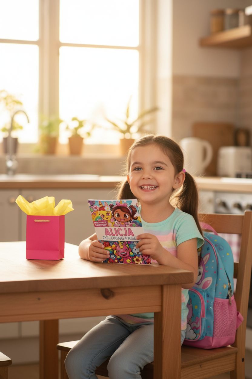 Alicja coloring book in use