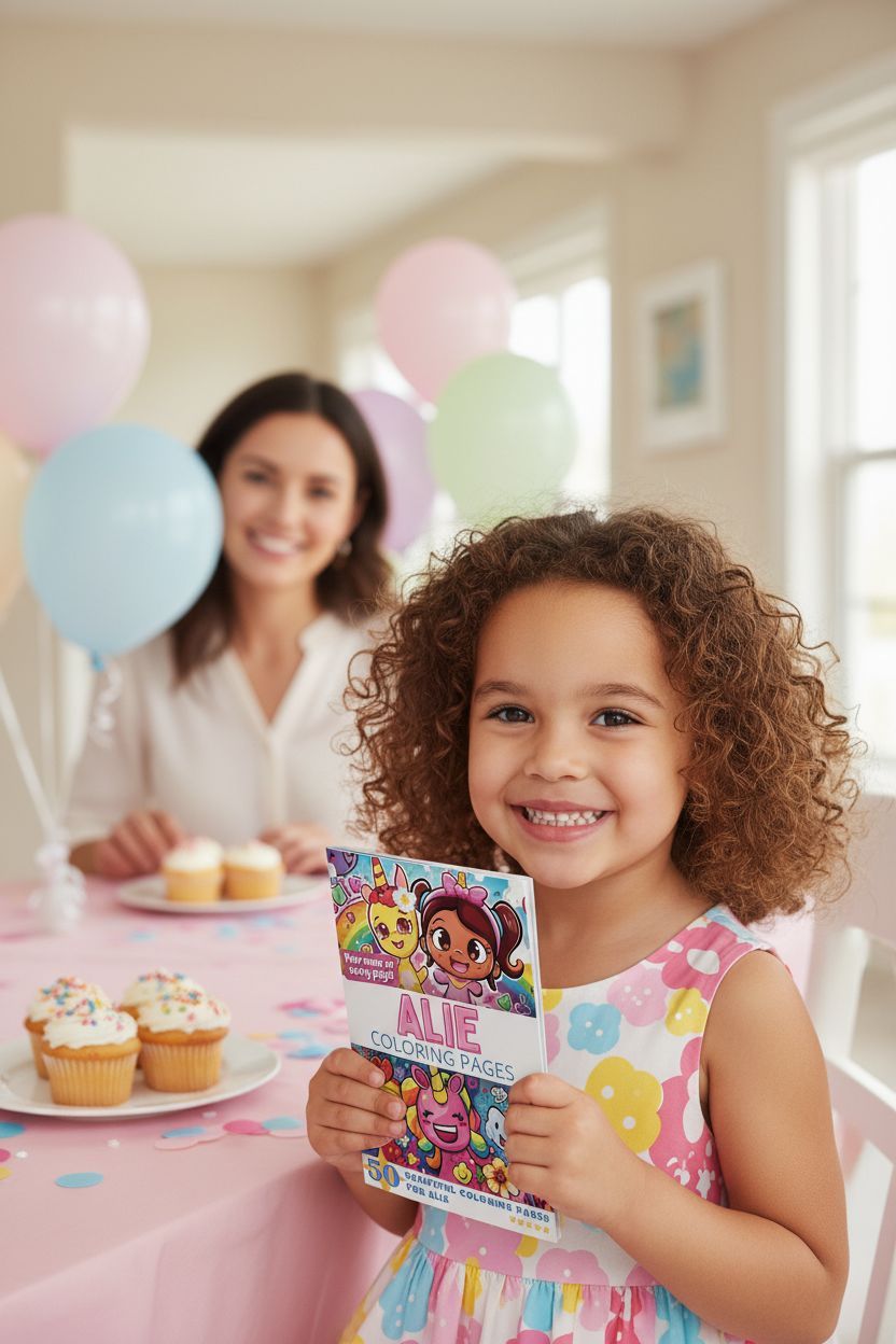 Alie coloring book in use