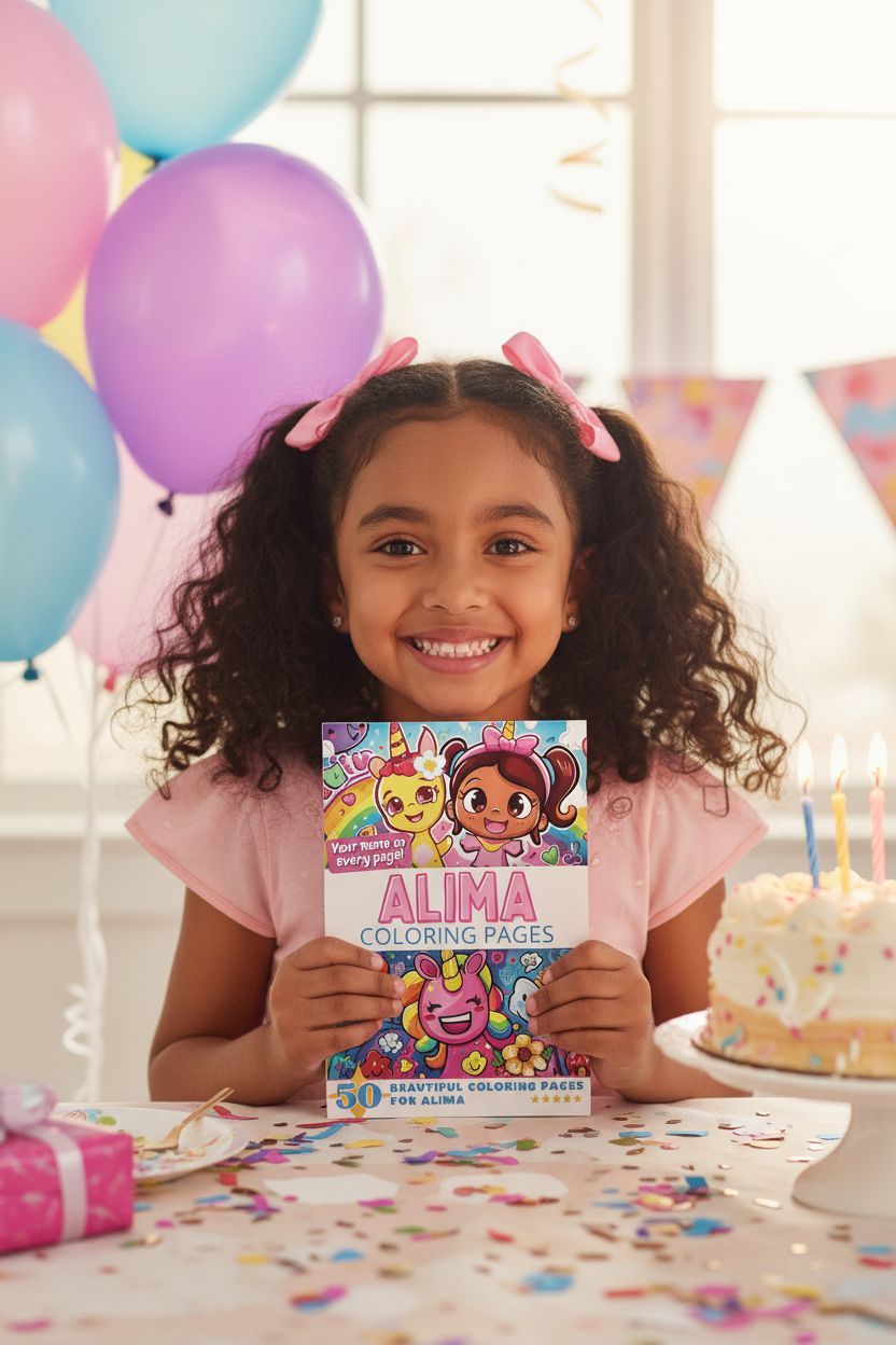 Alima coloring book in use