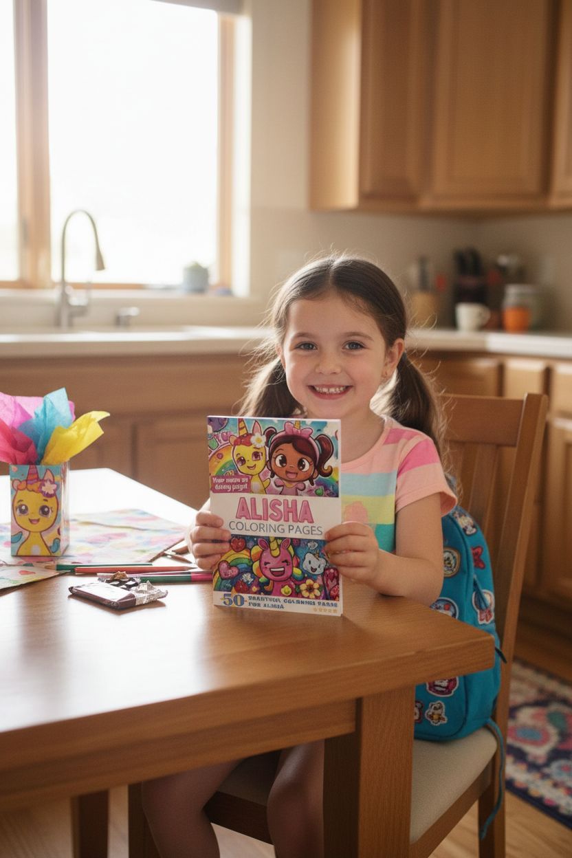 Alisha coloring book in use