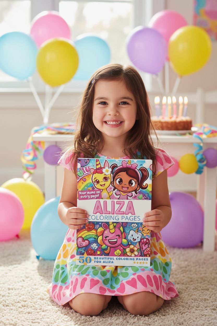 Aliza coloring book in use