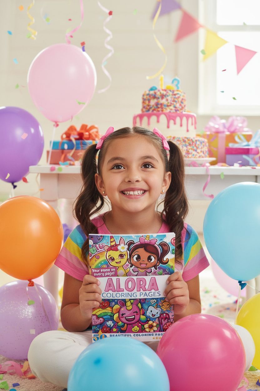 Alora coloring book in use