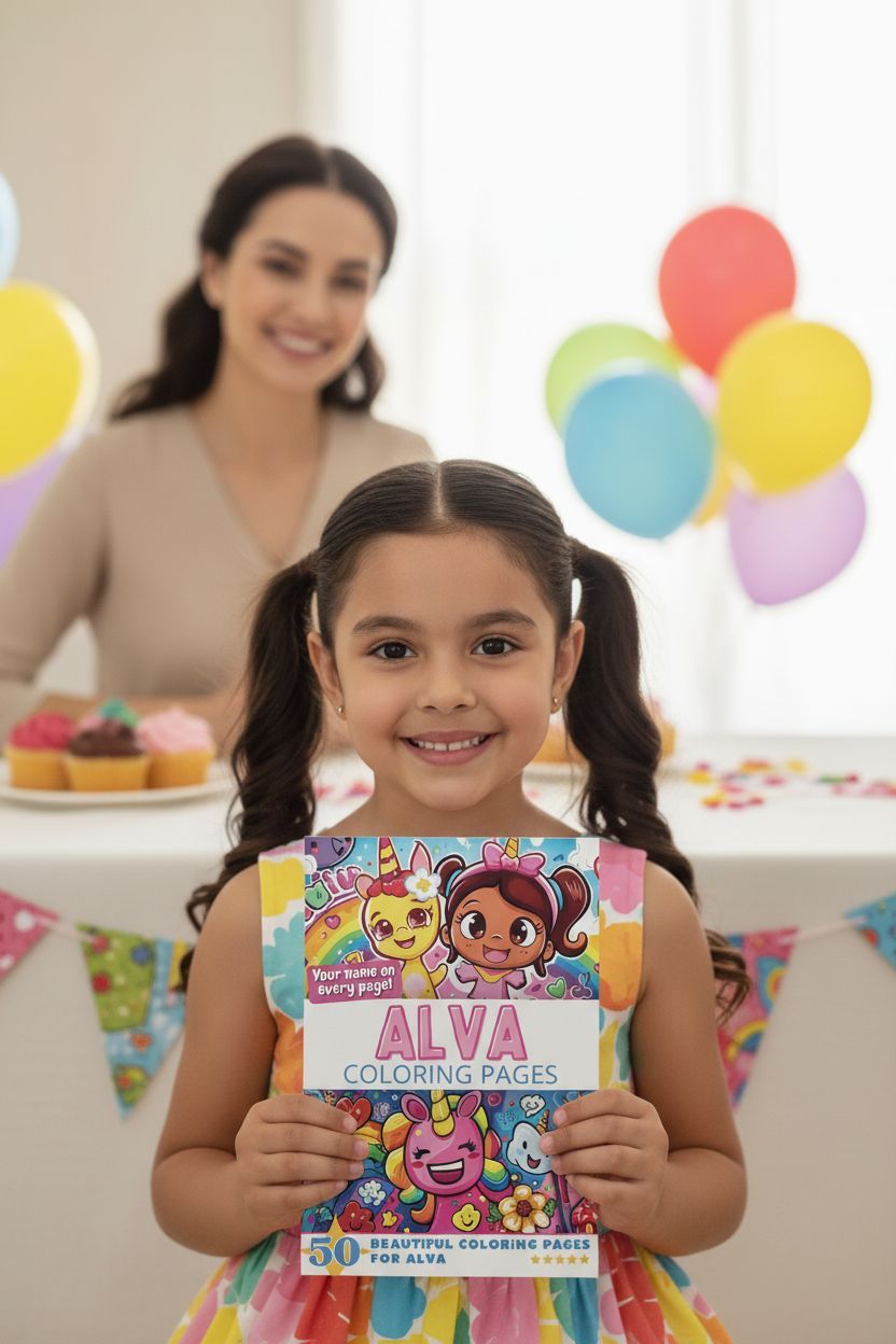 Alva coloring book in use