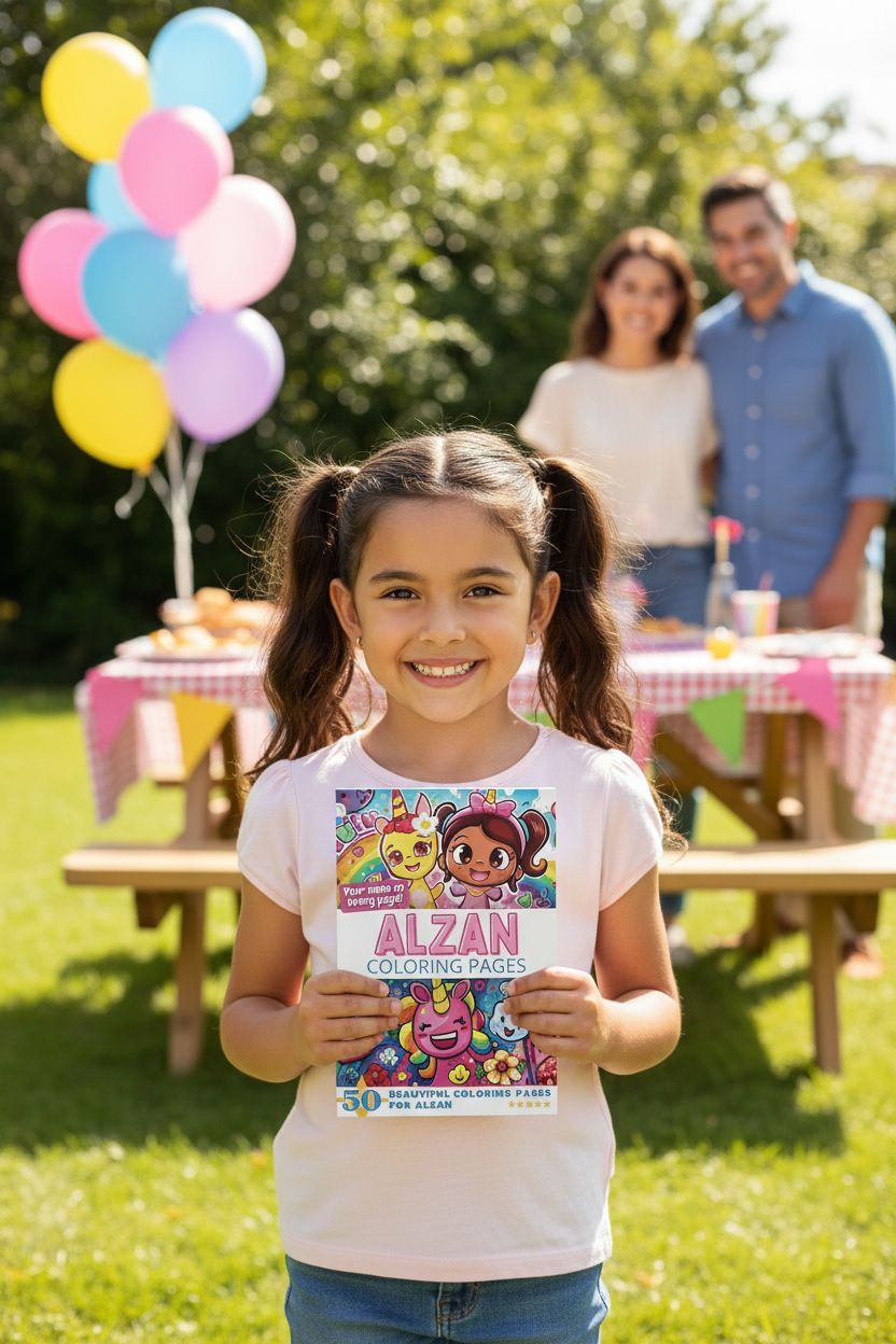 Alzan coloring book in use