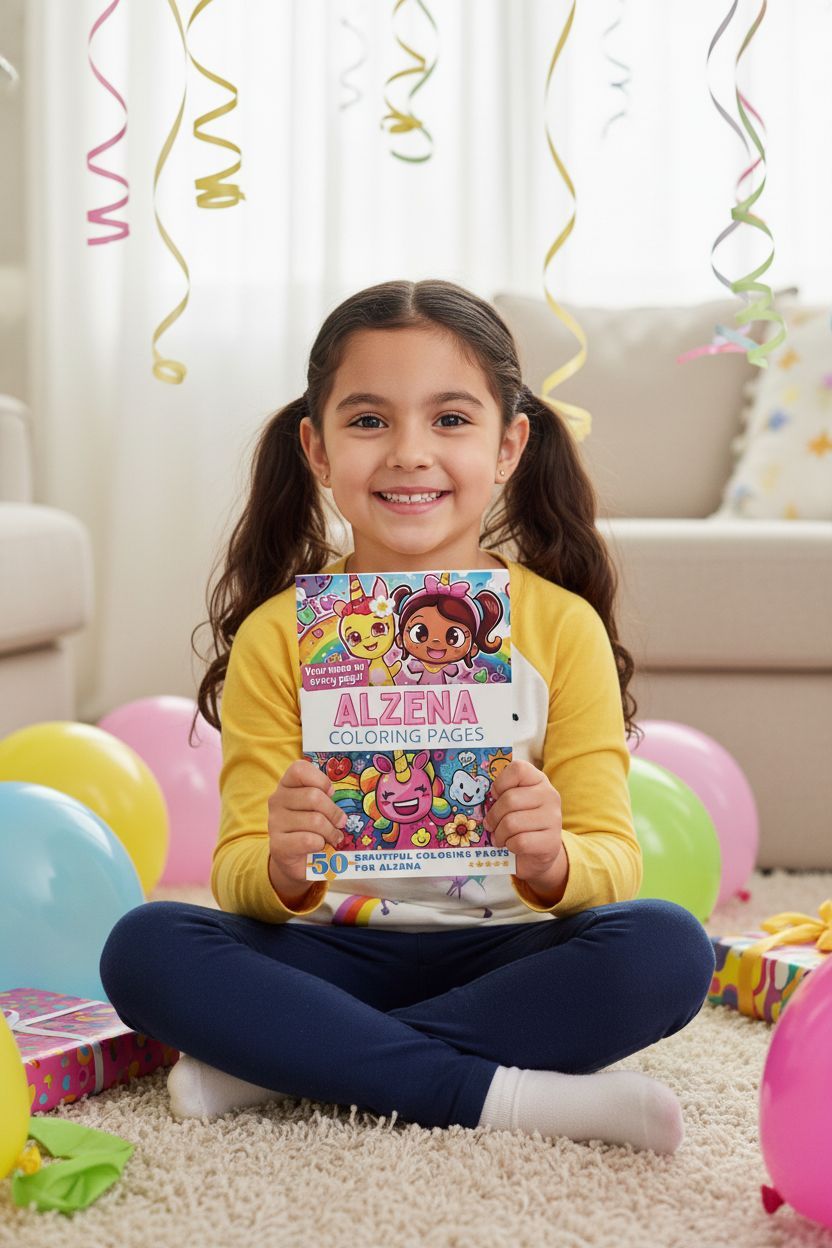 Alzena coloring book in use