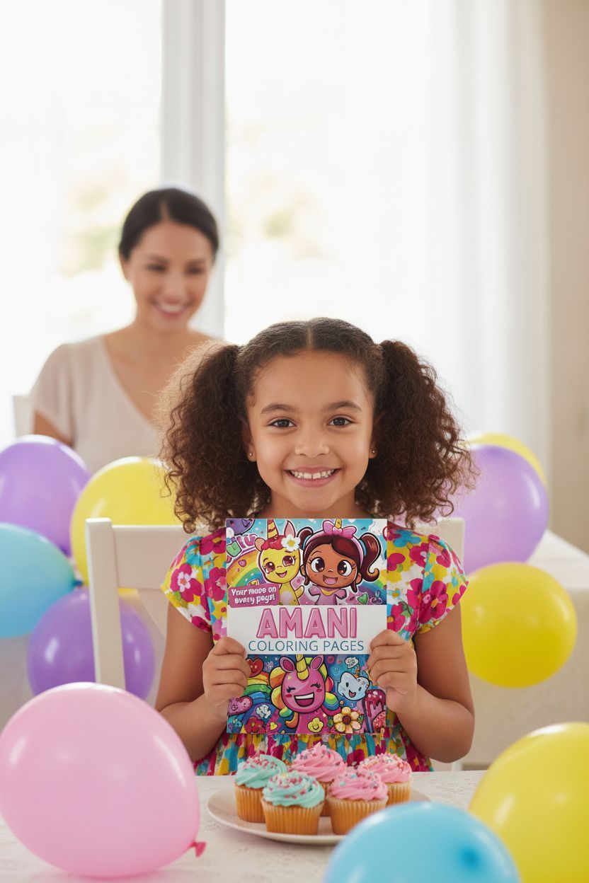 Amani coloring book in use