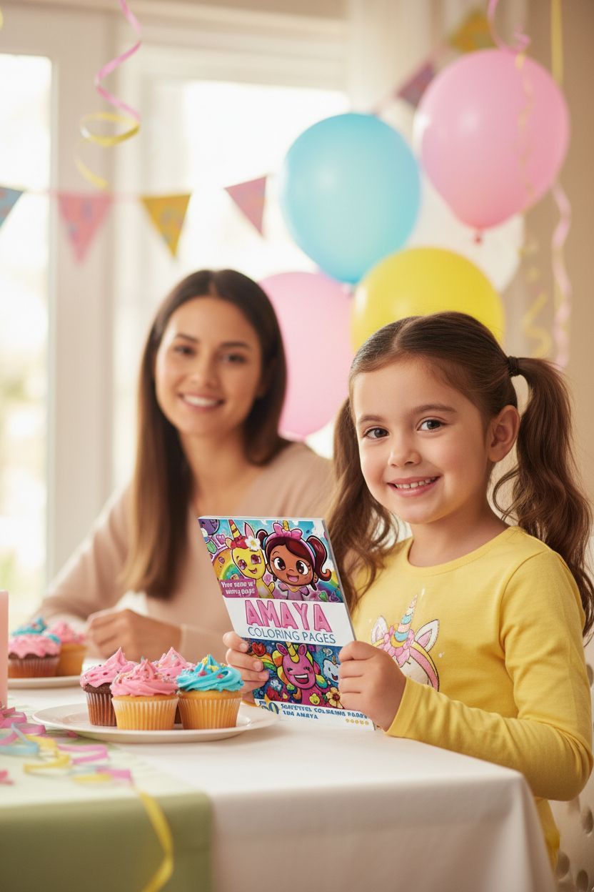 Amaya coloring book in use