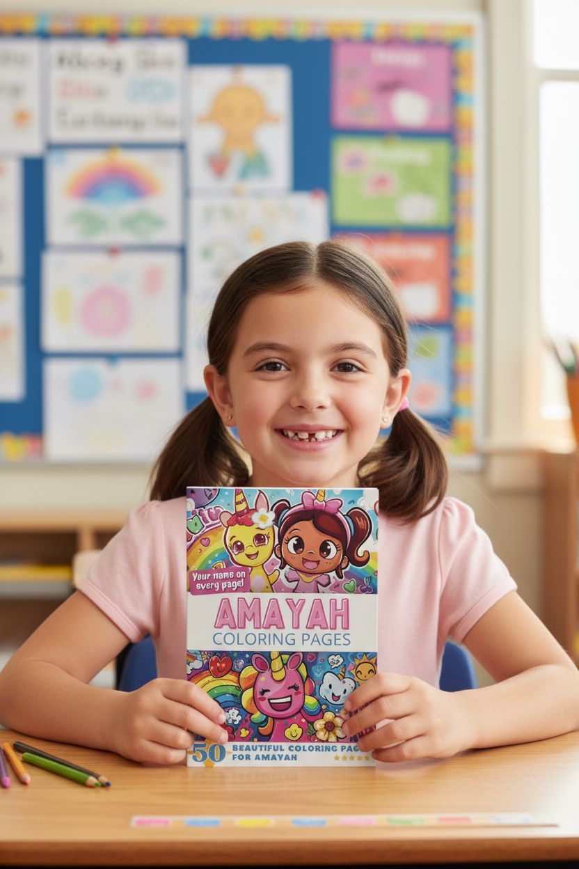 Amayah coloring book in use
