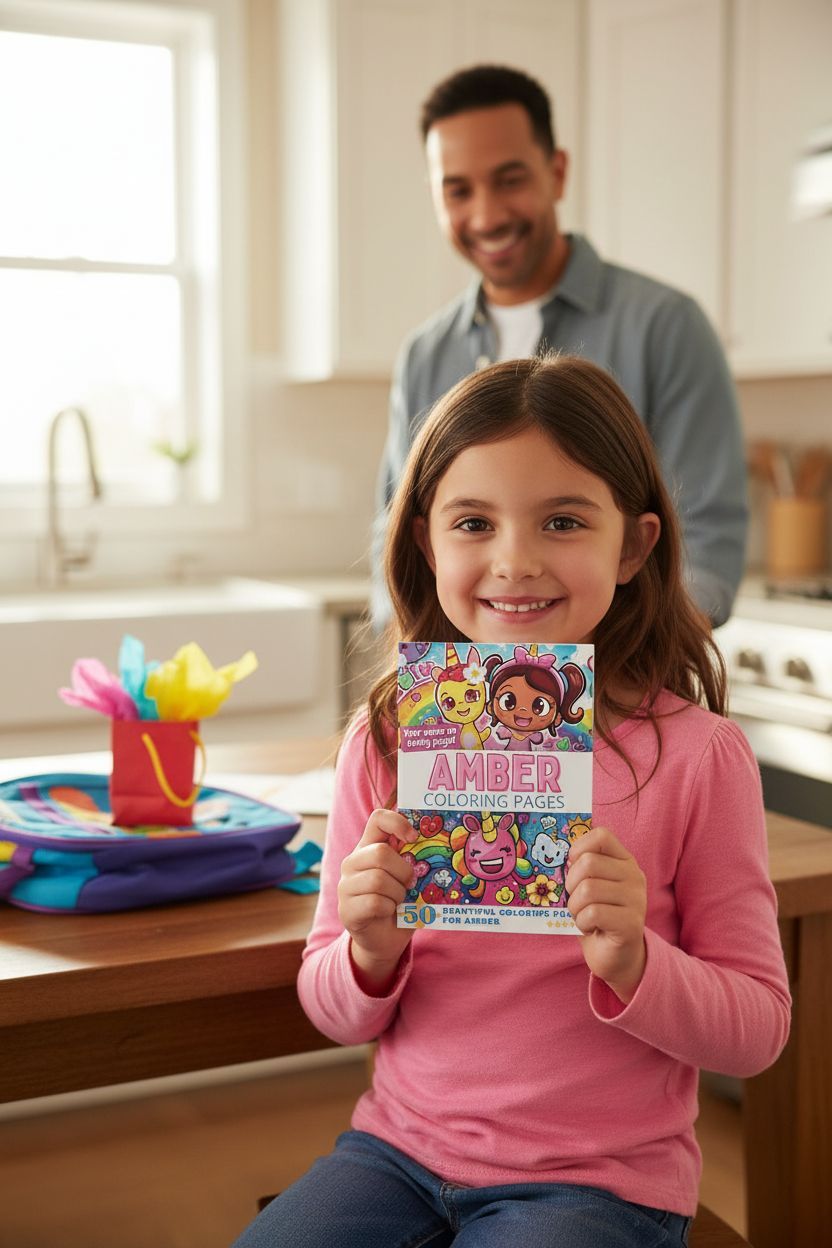 Amber coloring book in use