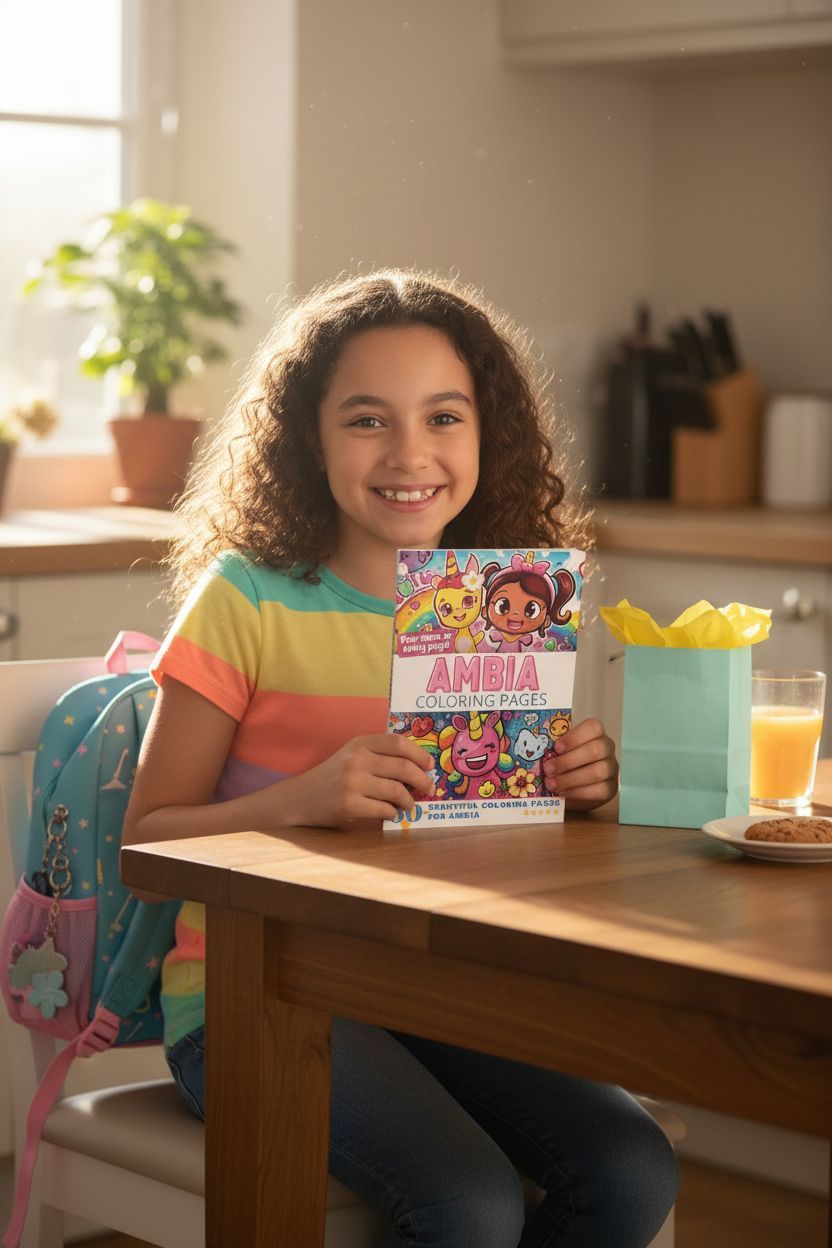 Ambia coloring book in use