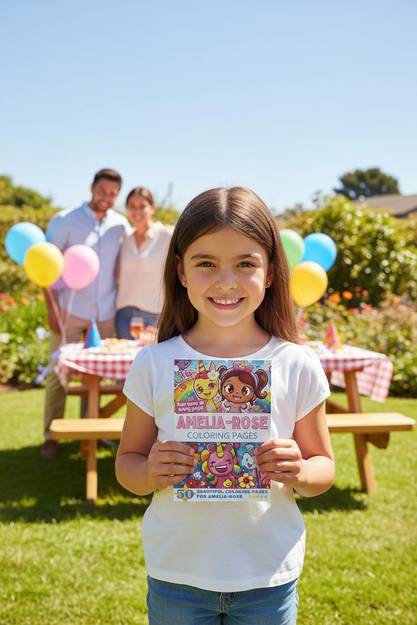 Amelia-Rose coloring book in use