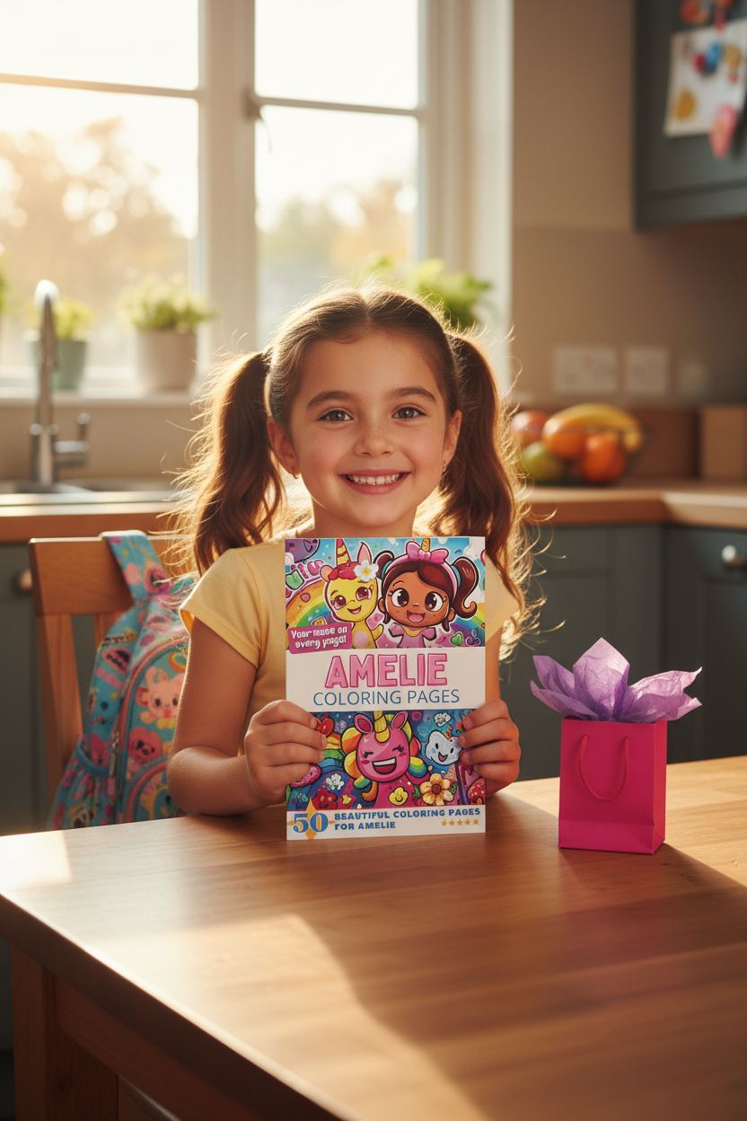Amelie coloring book in use